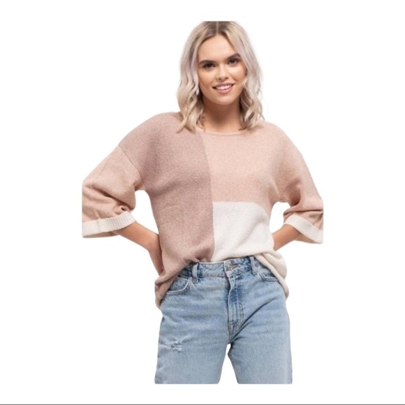 BY the river color block pull over sweater - Picture 2 of 15